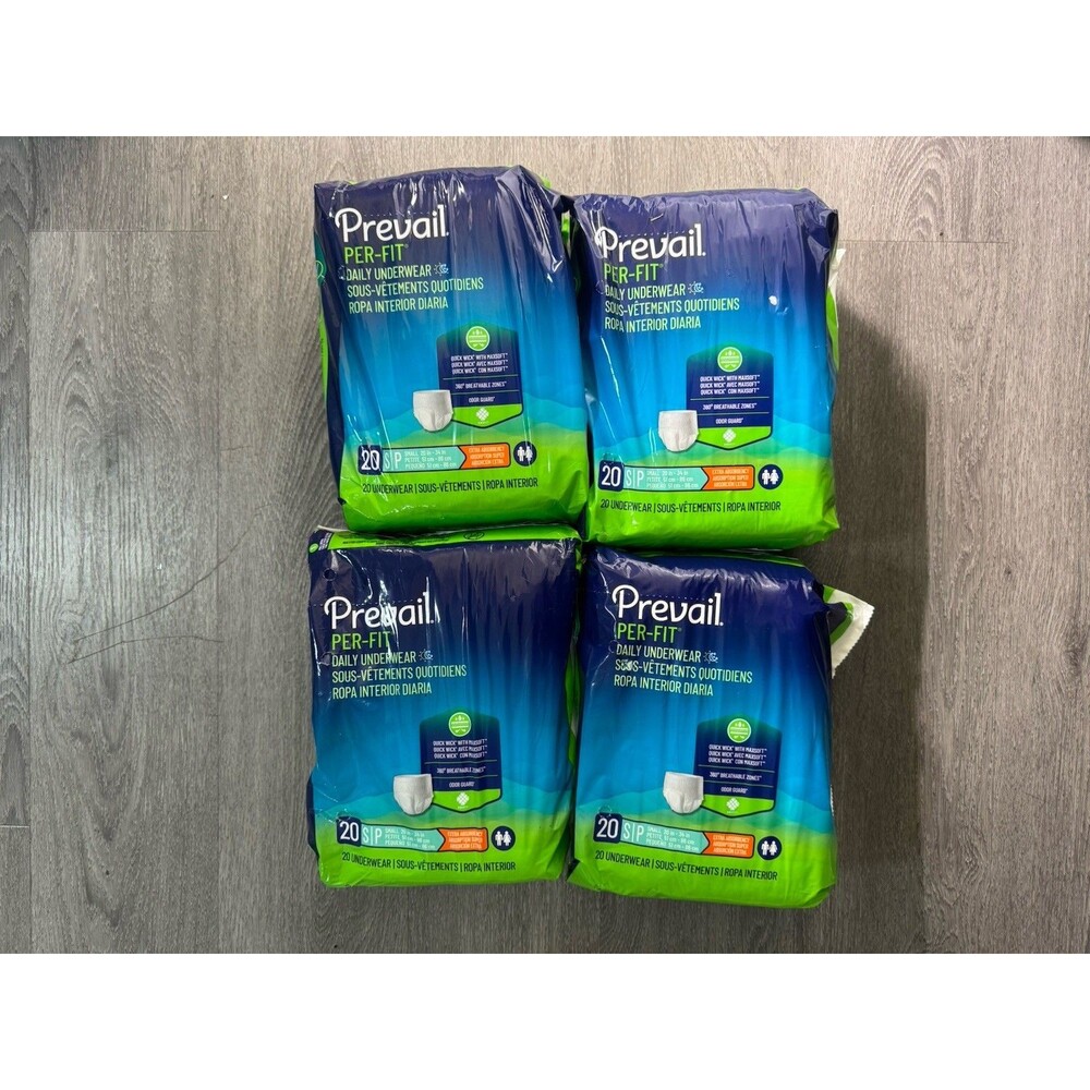 Prevail Per-Fit Daily Underwear Small PF511 Adult Incontinence 20 Count Lot of 4
